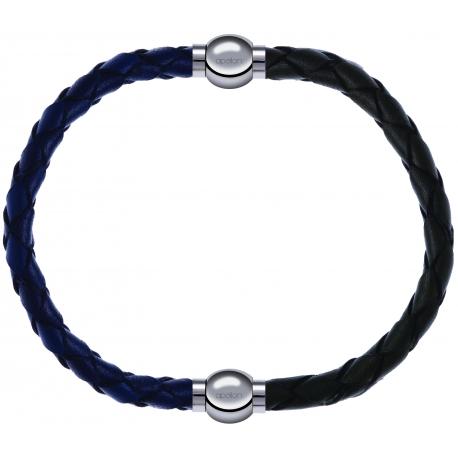 Apollon - Collection MiX - bracelet combinable cuir tressé italien bleu - 10,5cm + cuir tressé italien vert - 10,5cm