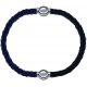 Apollon - Collection MiX - bracelet combinable cuir tressé italien bleu - 10,5cm + cuir tressé italien noir - 10,5cm