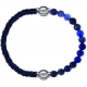 Apollon - Collection MiX - bracelet combinable cuir tressé italien bleu - 10,5cm + sodalite 6mm - 10,25cm