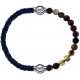 Apollon - Collection MiX - bracelet combinable cuir tressé italien bleu - 10,5cm + agate marron 6mm - 10,25cm