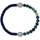 Apollon - Collection MiX - bracelet combinable cuir tressé italien bleu - 10,5cm + agate verte mousse 6mm - 10,25cm