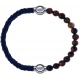 Apollon - Collection MiX - bracelet combinable cuir tressé italien bleu - 10,5cm + oeil de tigre 6mm - 10,25cm