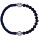 Apollon - Collection MiX - bracelet combinable cuir tressé italien bleu - 10,5cm + pierre de lave 6mm - 10,25cm