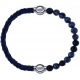 Apollon - Collection MiX - bracelet combinable cuir tressé italien bleu - 10,5cm + obsidienne neige 6mm - 10,25cm