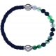 Apollon - Collection MiX - bracelet combinable cuir tressé italien bleu - 10,5cm + agate indienne teintée 6mm - 10,25cm