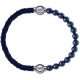 Apollon - Collection MiX - bracelet combinable cuir tressé italien bleu - 10,5cm + hématite 6mm - 10,25cm