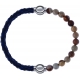 Apollon - Collection MiX - bracelet combinable cuir tressé italien bleu - 10,5cm + agate jaspe 6mm - 10,25cm