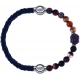 Apollon - Collection MiX - bracelet combinable cuir tressé italien bleu - 10,5cm + agate marron 6mm - Bouddha - 10cm