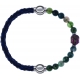 Apollon - Collection MiX - bracelet combinable cuir tressé italien bleu - 10,5cm + agate verte 6mm - Bouddha - 10cm