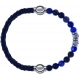 Apollon - Collection MiX - bracelet combinable cuir tressé italien bleu - 10,5cm + labradorite 6mm - 10cm