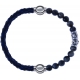 Apollon - Collection MiX - bracelet combinable cuir tressé italien bleu - 10,5cm + sodalite 6mm - 10cm