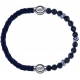 Apollon - Collection MiX - bracelet combinable cuir tressé italien bleu - 10,5cm + labradorite 6mm - 10cm