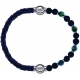 Apollon - Collection MiX - bracelet combinable cuir tressé italien bleu-10,5cm + agate teintée verte-pierre de lave 6mm-10,75cm