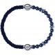 Apollon - Collection MiX - bracelet combinable cuir tressé italien bleu - 10,5cm + hématite 6mm - 10cm
