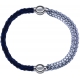 Apollon - Collection MiX - bracelet combinable cuir tressé italien bleu - 10,5cm + chaines - 10,25cm