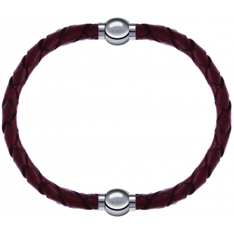 Apollon - Collection MiX - bracelet combinable cuir tressé italien marron - 10,5cm + cuir tressé italien marron - 10,5cm