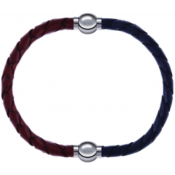 Apollon - Collection MiX - bracelet combinable cuir tressé italien marron - 10,5cm + cuir tressé italien gris - 10,5cm