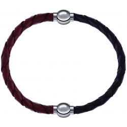 Apollon - Collection MiX - bracelet combinable cuir tressé italien marron - 10,5cm + cuir tressé italien marron - 10,5cm