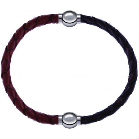 Apollon - Collection MiX - bracelet combinable cuir tressé italien marron - 10,5cm + cuir tressé italien marron - 10,5cm