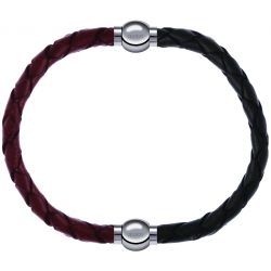 Apollon - Collection MiX - bracelet combinable cuir tressé italien marron - 10,5cm + cuir tressé italien vert - 10,5cm