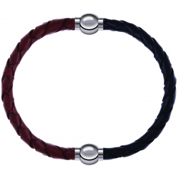 Apollon - Collection MiX - bracelet combinable cuir tressé italien marron - 10,5cm + cuir tressé italien noir - 10,5cm