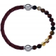 Apollon - Collection MiX - bracelet combinable cuir tressé italien marron - 10,5cm + agate marron 6mm - 10,25cm