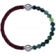Apollon - Collection MiX - bracelet combinable cuir tressé italien marron - 10,5cm + agate verte mousse 6mm - 10,25cm