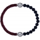 Apollon - Collection MiX - bracelet combinable cuir tressé italien marron - 10,5cm + pierre de lave 6mm - 10,25cm