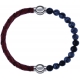 Apollon - Collection MiX - bracelet combinable cuir tressé italien marron - 10,5cm + obsidienne neige 6mm - 10,25cm