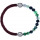 Apollon - Collection MiX - bracelet combinable cuir tressé italien marron - 10,5cm + agate indienne teintée 6mm - 10,25cm