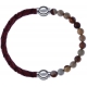 Apollon - Collection MiX - bracelet combinable cuir tressé italien marron - 10,5cm + agate jaspe 6mm - 10,25cm