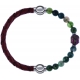 Apollon - Collection MiX - bracelet combinable cuir tressé italien marron - 10,5cm + agate verte 6mm - Bouddha - 10cm