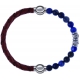 Apollon - Collection MiX - bracelet combinable cuir tressé italien marron - 10,5cm + labradorite 6mm - 10cm