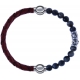 Apollon - Collection MiX - bracelet combinable cuir tressé italien marron - 10,5cm + sodalite 6mm - 10cm