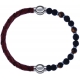 Apollon - Collection MiX - bracelet combinable cuir tressé italien marron - 10,5cm +oeil de tigre - pierre de lave 6mm - 10,75cm