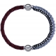 Apollon - Collection MiX - bracelet combinable cuir tressé italien marron - 10,5cm + chaines 2 tons noir et blancs - 10,25cm