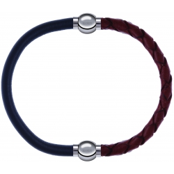 Apollon - Collection MiX - bracelet combinable cuir italien gris - 10,25cm + cuir tressé italien marron - 10,5cm