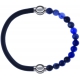 Apollon - Collection MiX - bracelet combinable cuir italien gris - 10,25cm + sodalite 6mm - 10,25cm