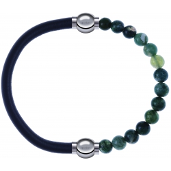 Apollon - Collection MiX - bracelet combinable cuir italien gris - 10,25cm + agate verte mousse 6mm - 10,25cm