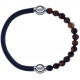 Apollon - Collection MiX - bracelet combinable cuir italien gris - 10,25cm + oeil de tigre 6mm - 10,25cm
