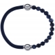 Apollon - Collection MiX - bracelet combinable cuir italien gris - 10,25cm + labradorite 6mm - 10,25cm