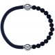 Apollon - Collection MiX - bracelet combinable cuir italien gris - 10,25cm + pierre de lave 6mm - 10,25cm