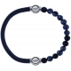 Apollon - Collection MiX - bracelet combinable cuir italien gris - 10,25cm + obsidienne neige 6mm - 10,25cm