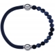 Apollon - Collection MiX - bracelet combinable cuir italien gris - 10,25cm + obsidienne neige 6mm - 10,25cm