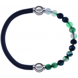 Apollon - Collection MiX - bracelet combinable cuir italien gris - 10,25cm + agate indienne teintée 6mm - 10,25cm