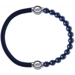 Apollon - Collection MiX - bracelet combinable cuir italien gris - 10,25cm + hématite 6mm - 10,25cm