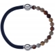 Apollon - Collection MiX - bracelet combinable cuir italien gris - 10,25cm + agate jaspe 6mm - 10,25cm