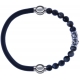 Apollon - Collection MiX - bracelet combinable cuir italien gris - 10,25cm + sodalite 6mm - 10cm