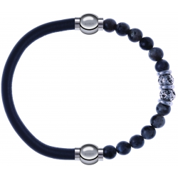 Apollon - Collection MiX - bracelet combinable cuir italien gris - 10,25cm + sodalite 6mm - 10cm