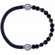 Apollon - Collection MiX - bracelet combinable cuir italien gris - 10,25cm + oeil de tigre - pierre de lave 6mm - 10,75cm